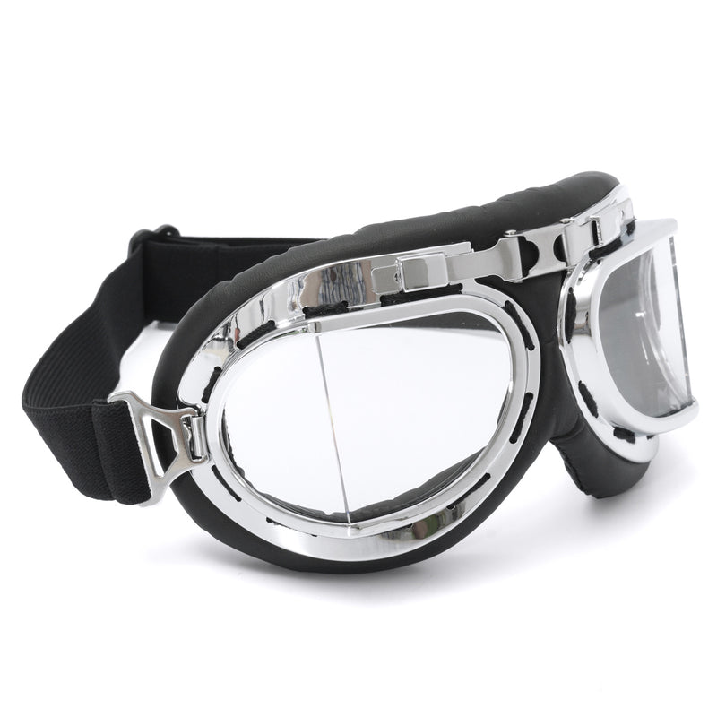 Universal Motorcycle  Helmet Scooter Goggles Black pilot style
