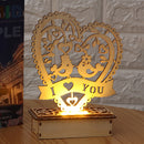 Romantic Lovebirds Wedding LED Light Wooden Ornament Bridal Heart Shape Decorations