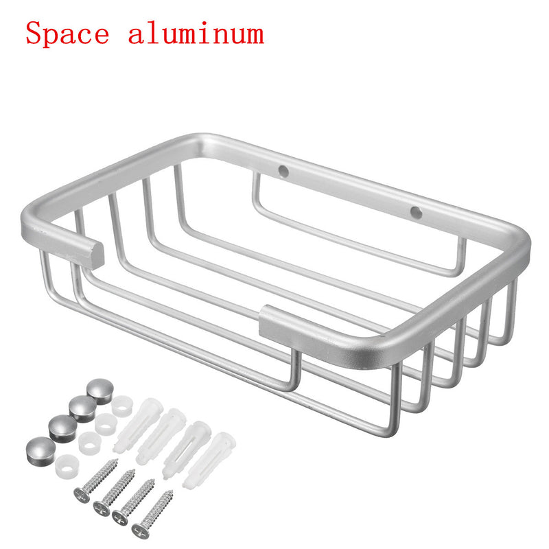 Space Aluminum Square Multifunctional Bathroom Space Saver Storage Soap Box 5 x 4 x 1Inches