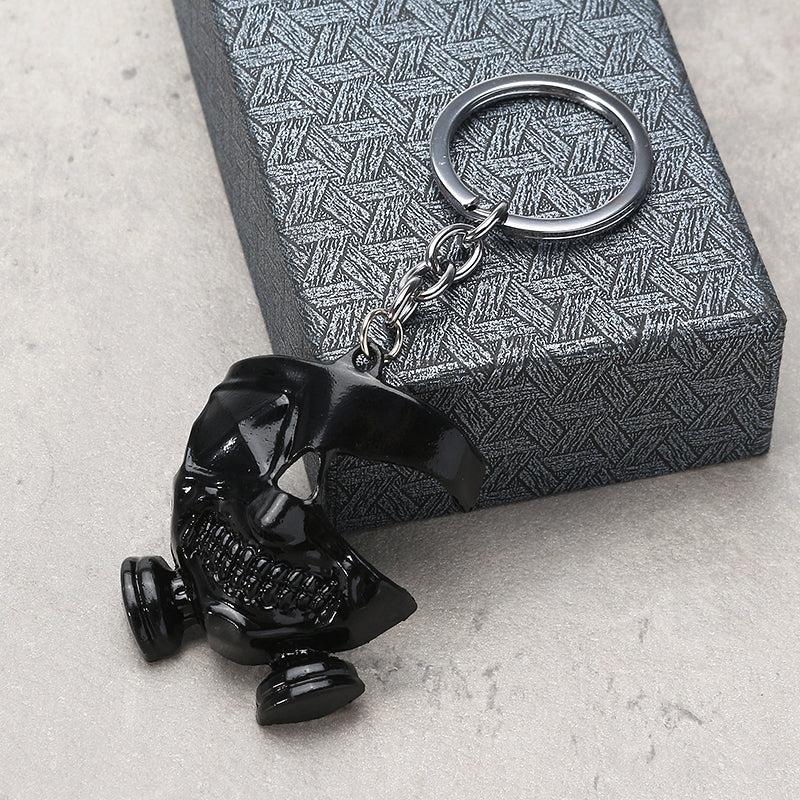 Cool Tokyo Ghoul Metal Mask Keychain Japanese Anime Pendant Key Ring Halloween