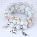 Bohemian Multilayer Bracelet Animal Elephant Heart Colorful Tassel Beaded Pendant Bracelet