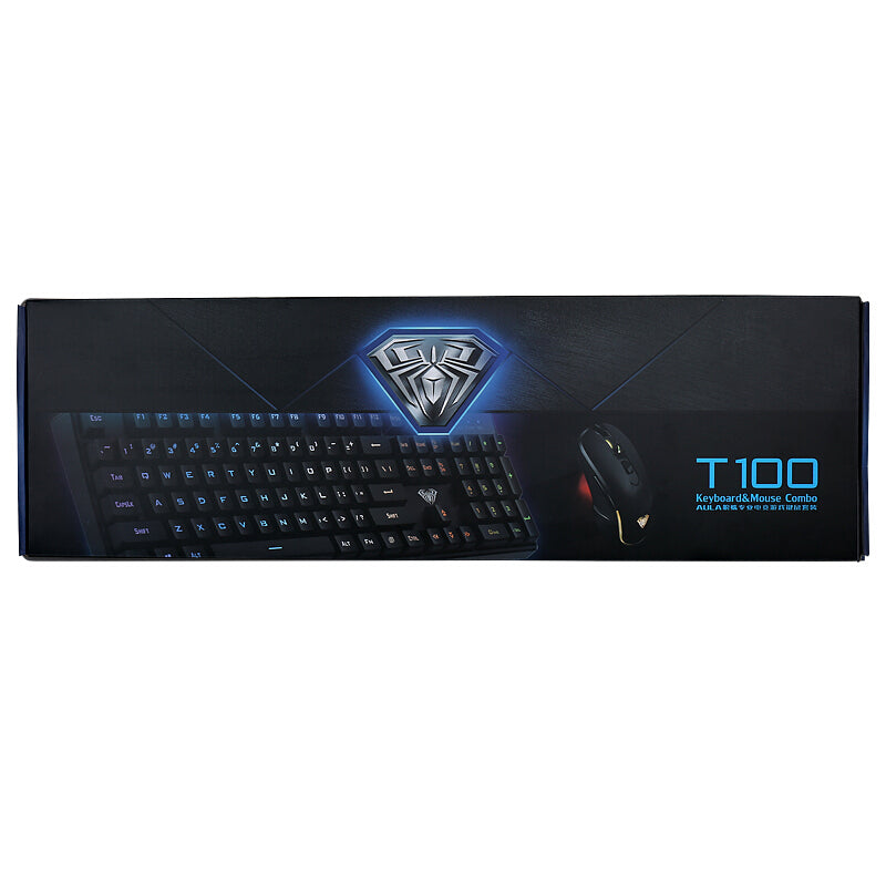 AULA T100 USB Wired Backlit  Keyboard and 2400DPI Adjustable Mouse Combo