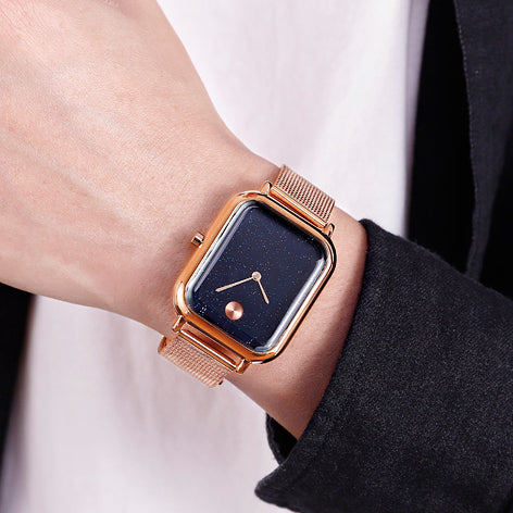 SKMEI 9187 Starry Sky Design Casual Style Waterproof Milanese Men Wristwatch Quartz Watch