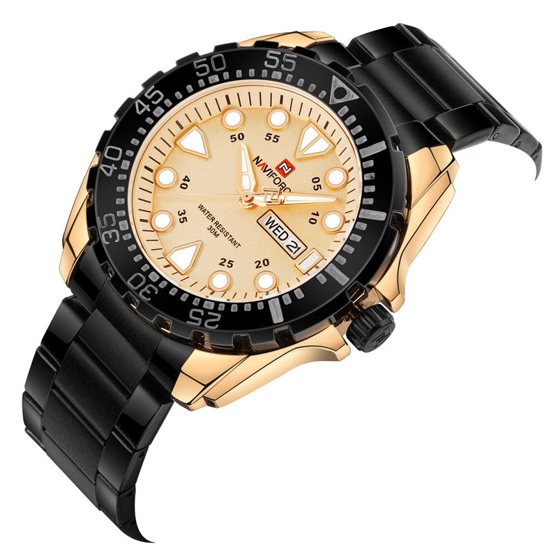 NAVIFORCE 9105 Business Style Male Wristwatch Stainless Steel Analog Quartz Watch