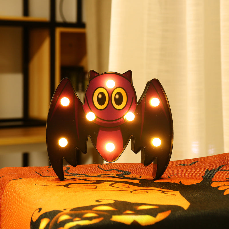 Halloween LED Holiday Light Battery Operated Funny Pumpkin Spider Bat Skeleton Lamp Party Decor