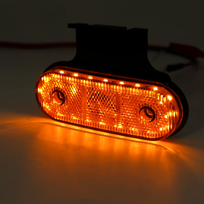 12V/24V 20 LED Side Marker Lights Reflector Lamp Amber With Bracket For Truck Trailer