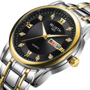 WLISTH Men Full Steel Belt Quartz Watch Business Luminous Waterproof Calendar Casual Wristwatch