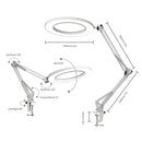 7W Metal LED Swing Arm Table Lamp with Clamp Stepless Dimming Magnifier Ring Reading Light 3 Color Temperature for Study