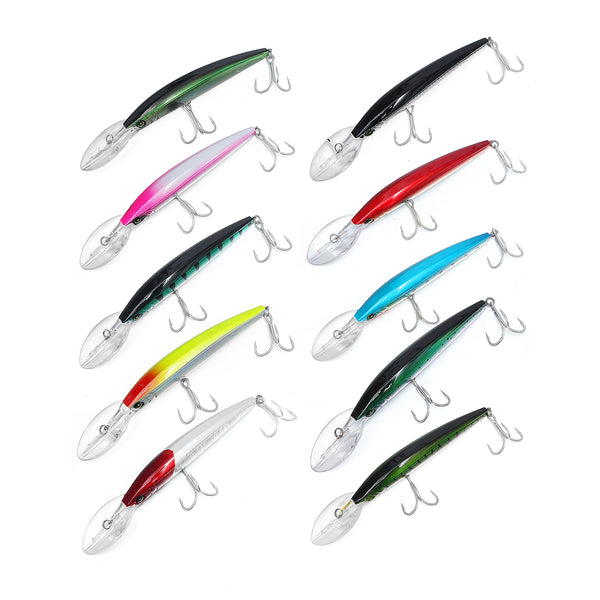 ZANLURE 10PCS Top Fishing Lures Big Fishing Bait 17cm/27g Fishing Lure Fishing Tackle 10 Colors Baits Kits with 2 Treble Hooks