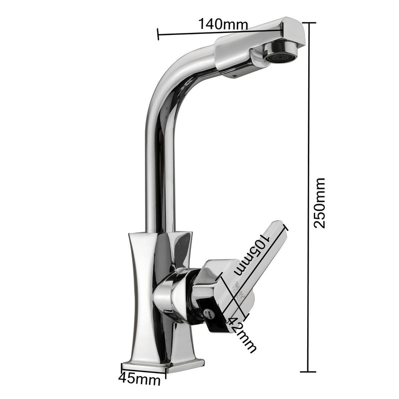 Flexible Chrome Brass Swivel Wash Water Spout Kitchen Sink Single Lever Faucet Mixer Tap