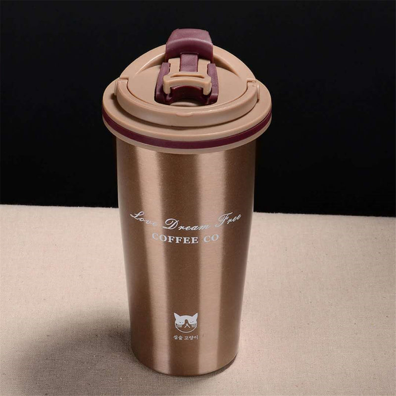 500ML Stainless Steel Leakproof Insulated Thermal Portable Car Travel Coffee Mug Cup