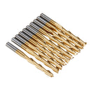 Drillpro 10pcs 3.175mm Shank Titanium Coated Spiral Flat End Milling Cutter Two Flute CNC Milling Cutter