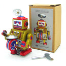 Classic Vintage Clockwork Wind Up Drum Playing Robot Reminiscence Children Kids Tin Toys With Key