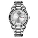 WLISTH Men Full Steel Belt Quartz Watch Business Luminous Waterproof Calendar Casual Wristwatch