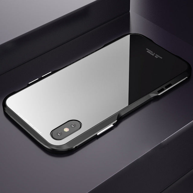 Luphie Magnetic Adsorption Metal+Tempered Glass Protective Case For iPhone X Clear Scratch Resistant