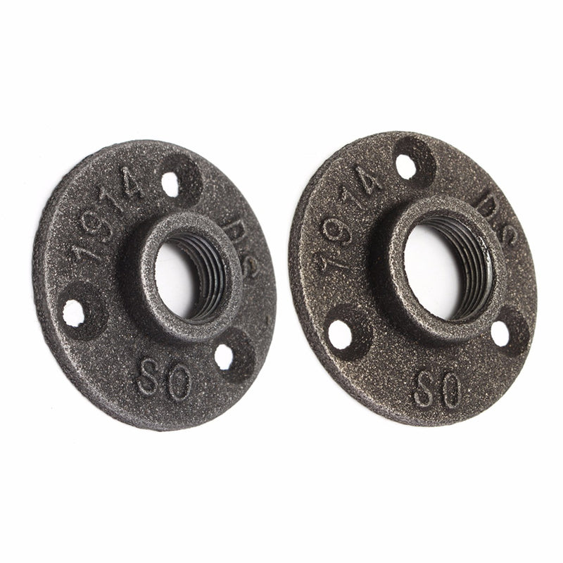1/2 or 3/4 Inch Black Flange Iron Pipe Floor Fitting Plumbing Threaded Three Holes Flange