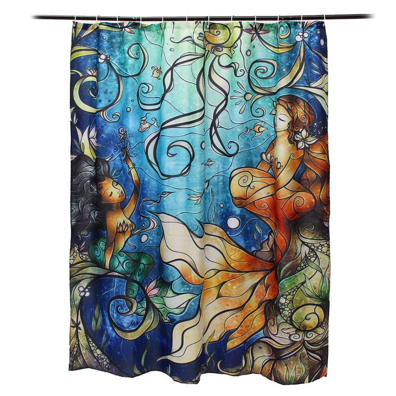 Waterproof Mermaid Scenery Pattern Fabric Shower Curtain Panel Sheer 180 x 180CM