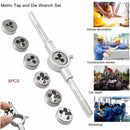 8pcs Metric Screw Tap Wrench and Die Set M3-M12 Nut Bolt Alloy Metal Hand Tools