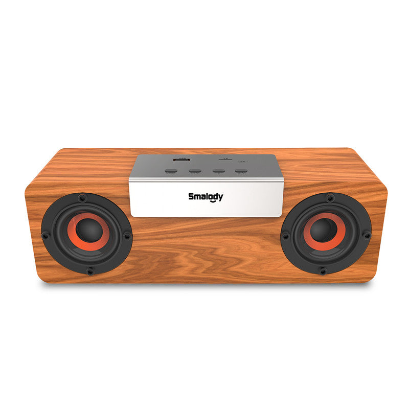 Smalody bluetooth 5.0 Speaker Portable Wooden Wireless TWS Speaker Stereo Subwoofer TF Card FM Headset