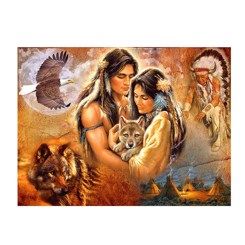 Aboriginal Indian Wolf Hawk 5D Diamond Paintings Embroidery Cross Stitch Home