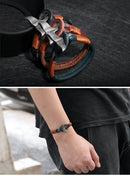 Whale Tail Alloy Leather Hand-knitted Men's Bracelet
