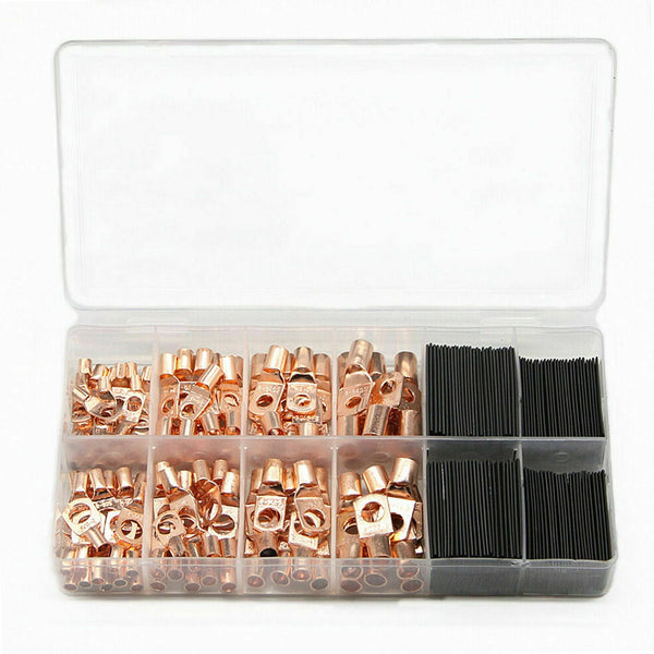 260 PCS SC6-SC25 Copper Ring Lug Terminal Mixed Shrink Tubing Cover With Box