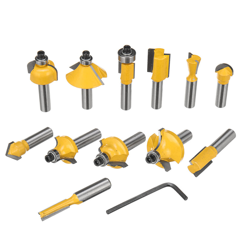 12pcs 8mm Shank Router Bit Set Woodworking Cutter Tool With Wooden Case