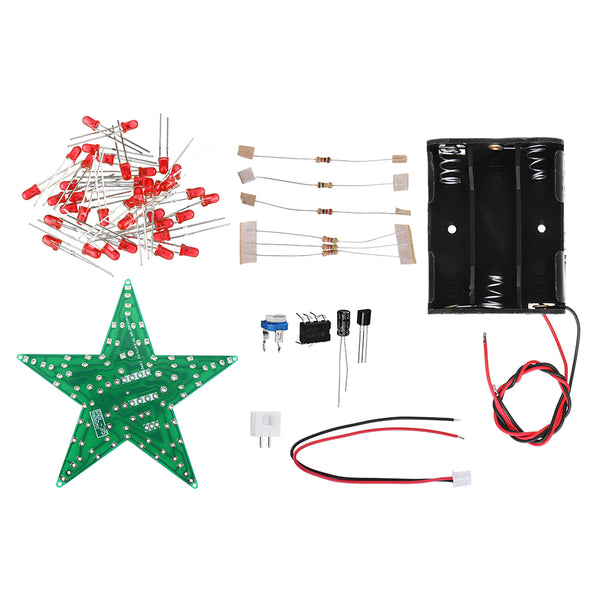 5pcs DIY Red Light LED Flash Kit With Battery Box Pentagram Light Star Light Kit