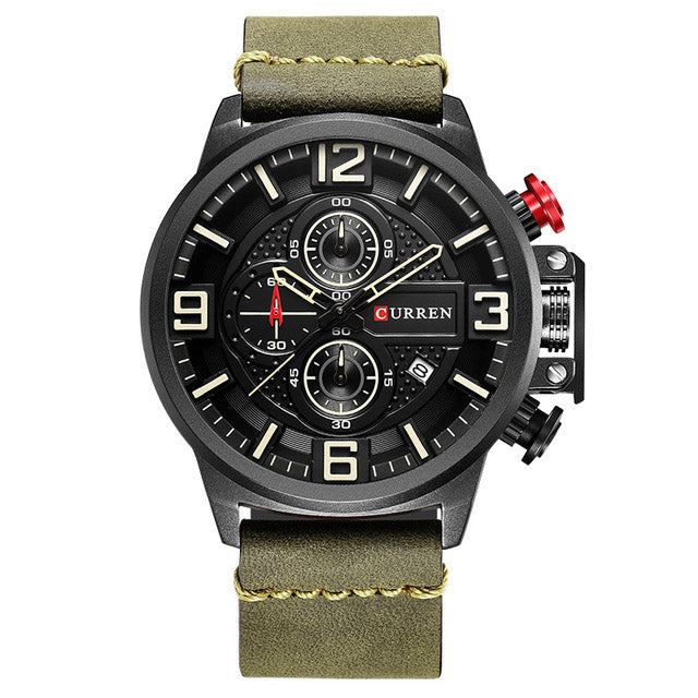 CURREN 8278 Business Style Men Watch Chronograph Genuine Leather Band Quartz Watch