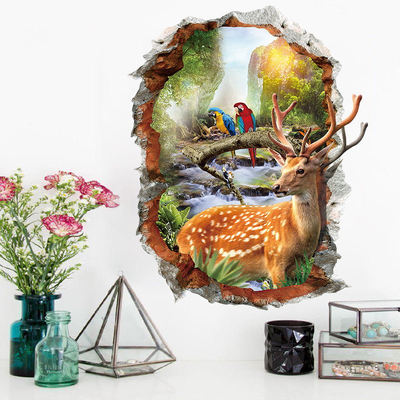 Miico 3D Creative PVC Wall Stickers Home Decor Mural Art Removable Elk Decor Sticker