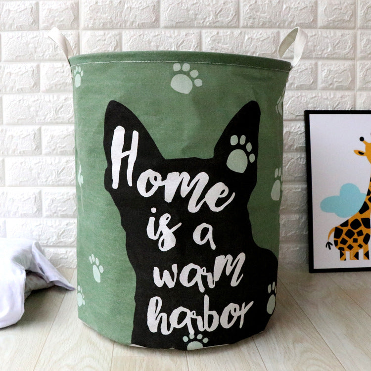 Dirty Clothes Storage Baskets Toy Storage Bucket Cartoon Folding Fabric Hamper Marble Laundry Basket
