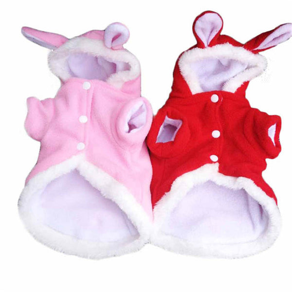 Christmas Pet Clothes Fashion Cute Rabbit Plush Dog Apparel Pet Hoodie Costume Winter  Clothing