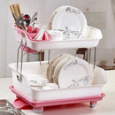 Double Layer Dish Drying Storage Drain Rack Kitchen Shelf Tableware Holder