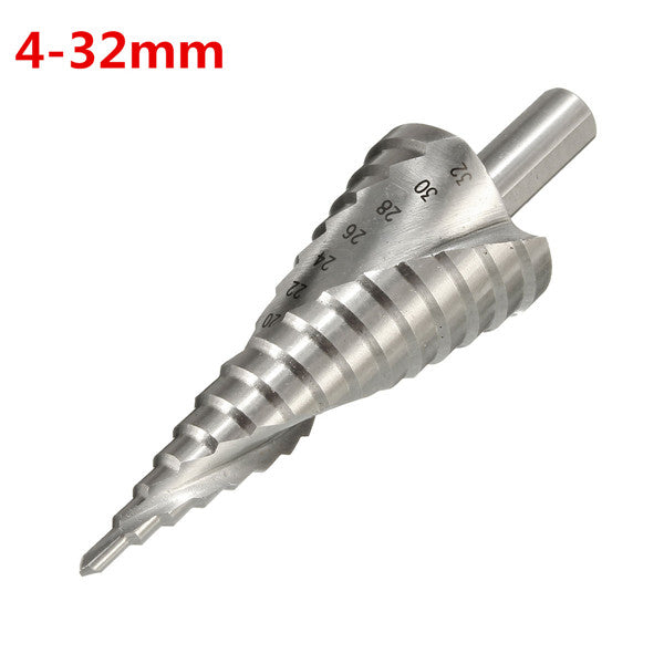 4-12/20/32mm HSS Hex Shank Spiral Groove Step Cone Drill Bit Hole Cutter