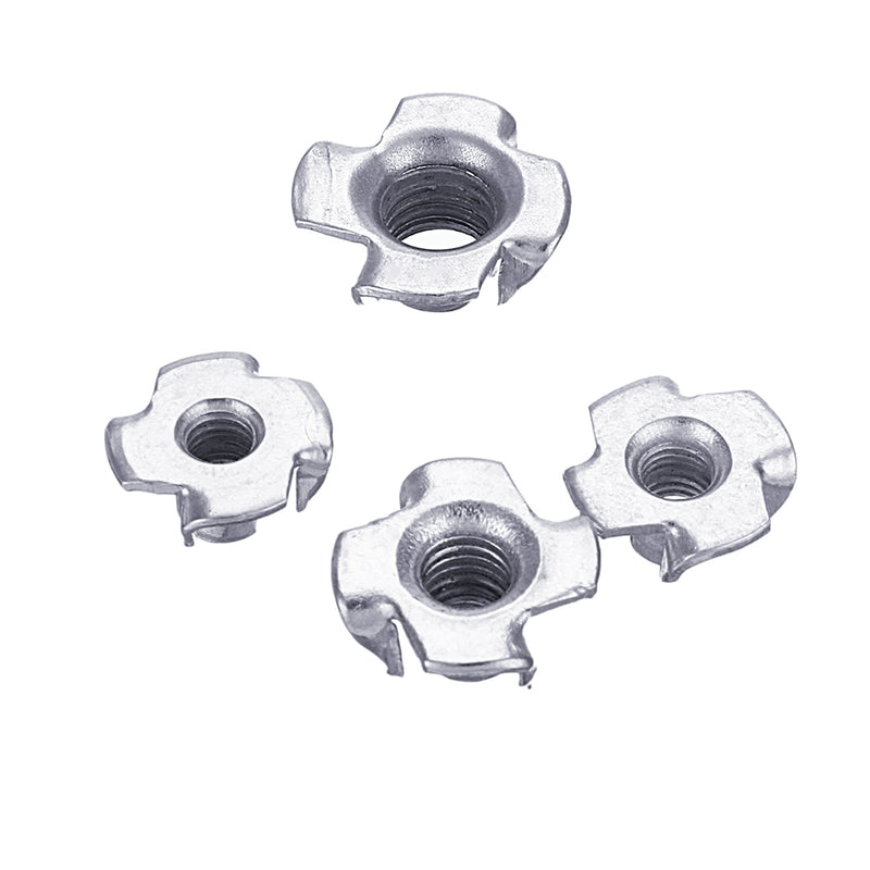 Suleve 80Pcs Zinc Plated Steel T-Nut 4 Pronged Tee Blind Insert Nuts Assortment M3/M4/M5/M6/M8