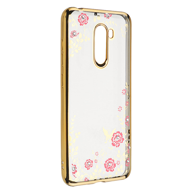 Bakeey Diamond Plating Clear Cover Soft TPU Flower Protective Case For Xiaomi Pocophone F1