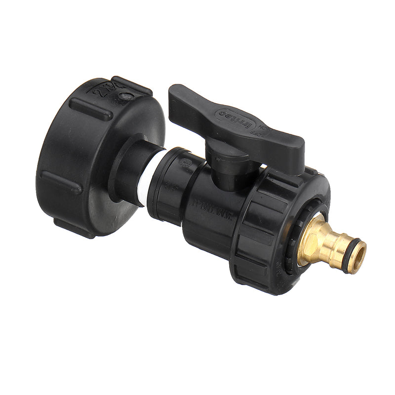 S60x6 3/4'' IBC Tank Drain Adapter Nozzle Thread Outlet Tap Water Connector Replacement PP Ball Valve Fitting Parts for Home Garden