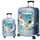 Honana Denim 3D Cute Cat Dog Elastic Luggage Cover Trolley Case Cover Warm Travel Suitcase Protector