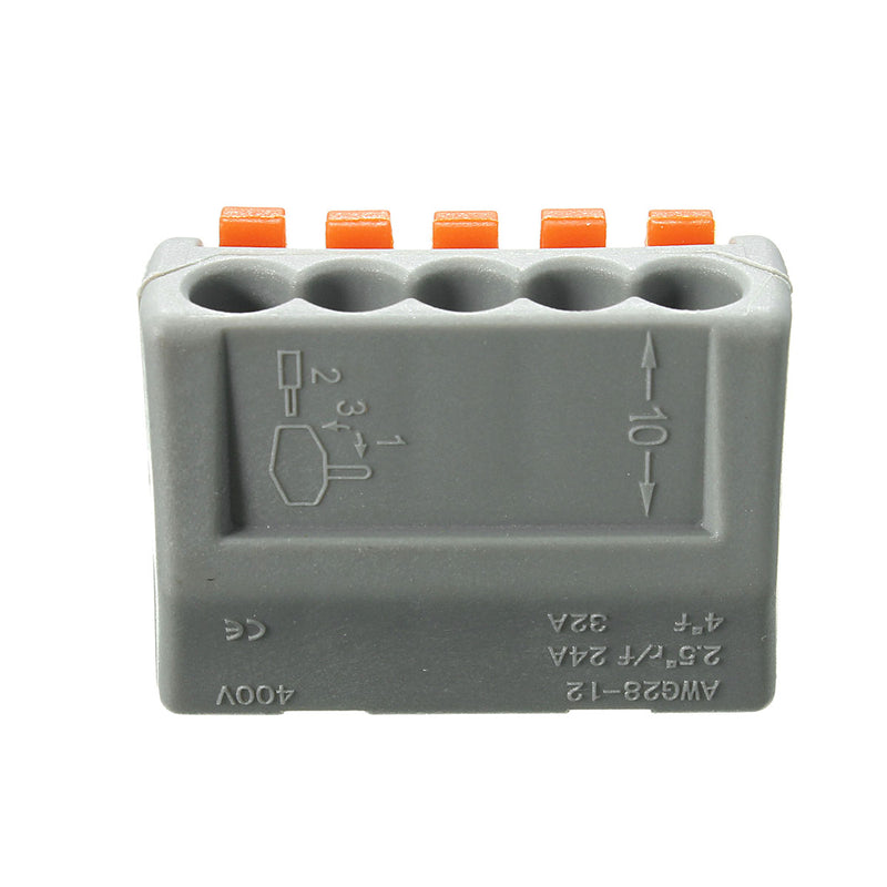 Excellway ET25 15Pcs 2/3/5 Pins Spring Terminals Block Electric Cable Wire Connectors
