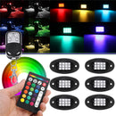 6Pcs Universal Colorful RGB LED Car Rock Lights  RF Dual Remote Control 5050 72 Led Waterproof IP68 Energy-saving Ambient Lamp Car SUV Pickup
