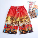 S-5292Men Shorts Summer Beach Pants Coconut Trees Leisure Trousers Quick-drying Surfing Board Shorts