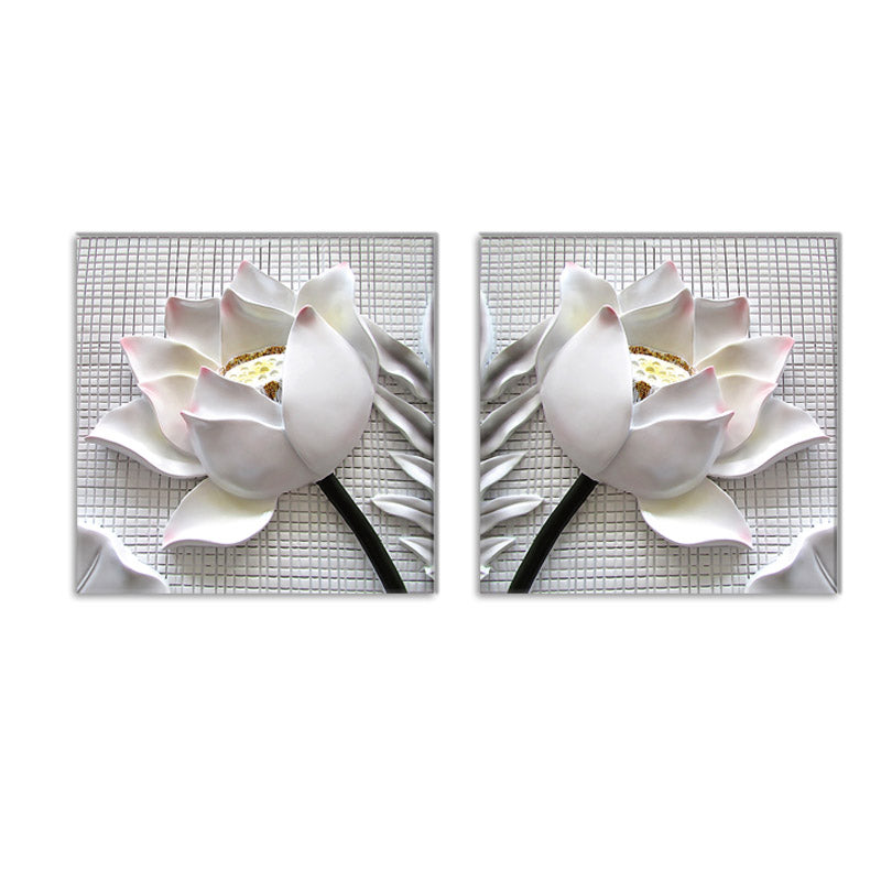 Miico Hand Painted Combination Decorative Paintings Embossed lotus Wall Art For Home Decoration