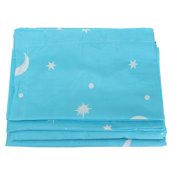 Cotton Blue Stars Moon Printing Bedding Set Bed Sheet Duvet Cover Pillowcase Single Queen King