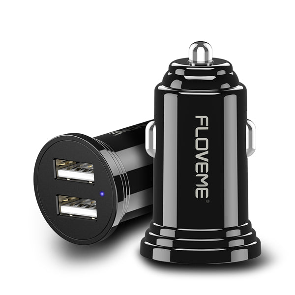 FLOVEME 2.4A Mini Dual USB Car Charger With LED Indicator For Smart Phone Tablet Camera