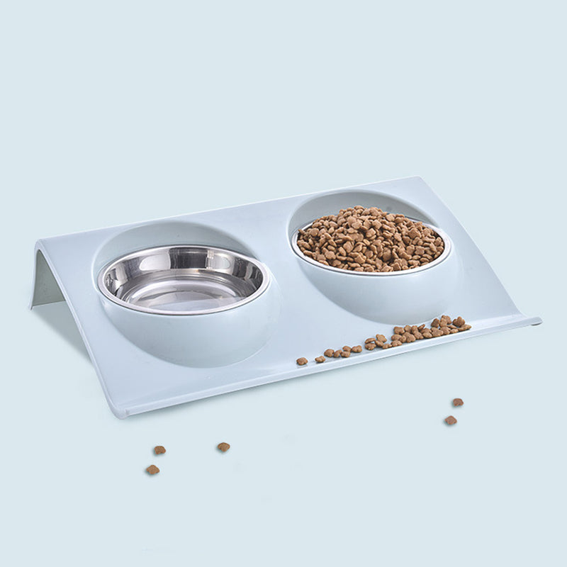 Stainless Steel Double Food Bowl Pet Puppy Cat Food Water Dish Feed Feeder