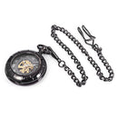 JIJIA JX017 Self-wind Mechanical Chain Black Alloy Case Pocket Watch