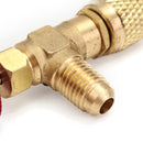 R410A AC Copper Flow Control Valve Adapter 1/4 to 5/16 for Refrigerant Charging Hose