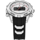 WEIDE 6406 Dual Display Digital Watch Calendar Alarm Luminous Watch Silver Case Men Sport Watch