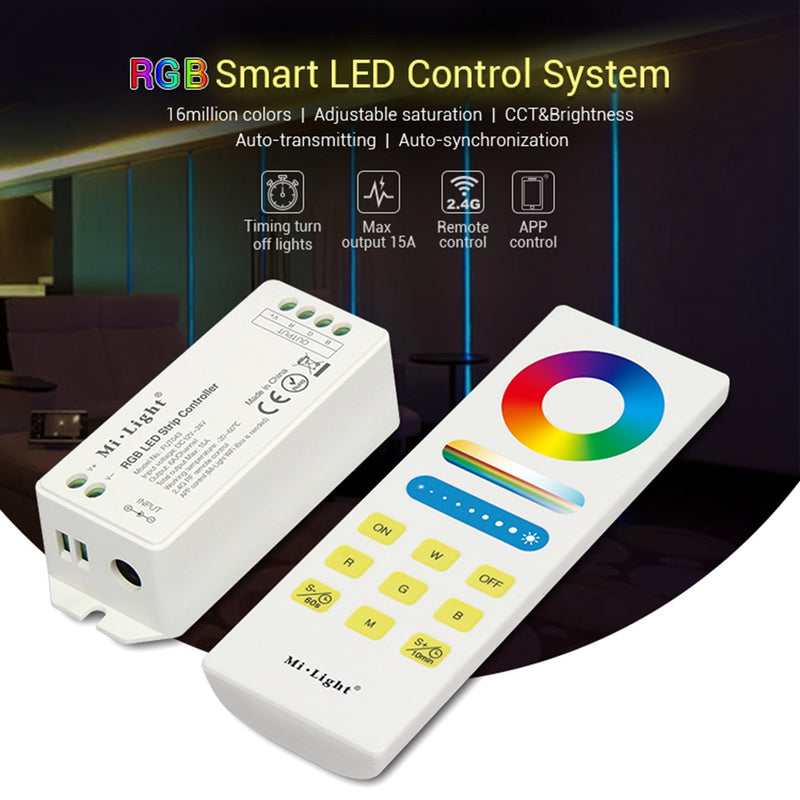 Milight DC12V-24V FUT043A 15A RGB LED Strip Light Controller + 2.4G RF Wireless Remote Control