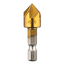 Drillpro 6pcs 6-19mm Countersink Drill Bit 5 Flutes Hex Shank Titanium Coated Chamfer Cutter Set